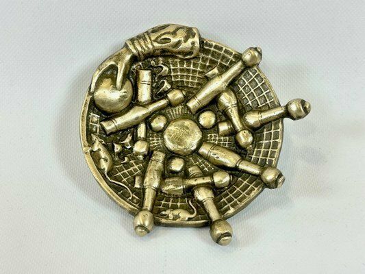 Bowling Ashtray In Bronze Attributed To National Brass And Iron Works, 1910s photo vinterior