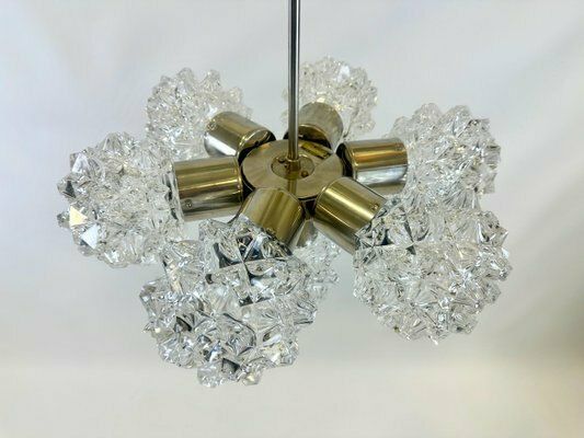 Mid Century 7 Arm Chandelier From Kamenický šenov, 1970s photo vintage