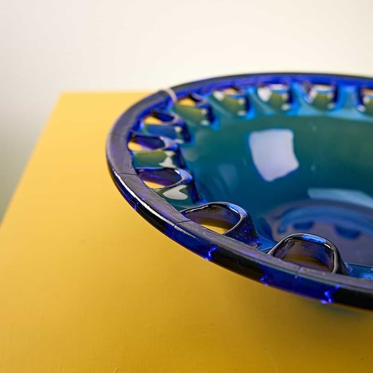 Vintage Cobalt Blue Glass Centerpiece photo for sale