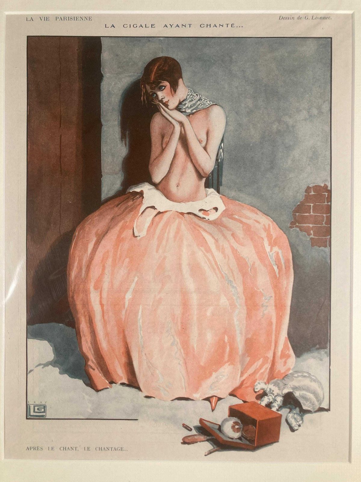 Original Antique 1920s Lithograph From La Vie Parisienne   Vintage French Art Print, Georges Léonnec The Art Deco Master photo furniture