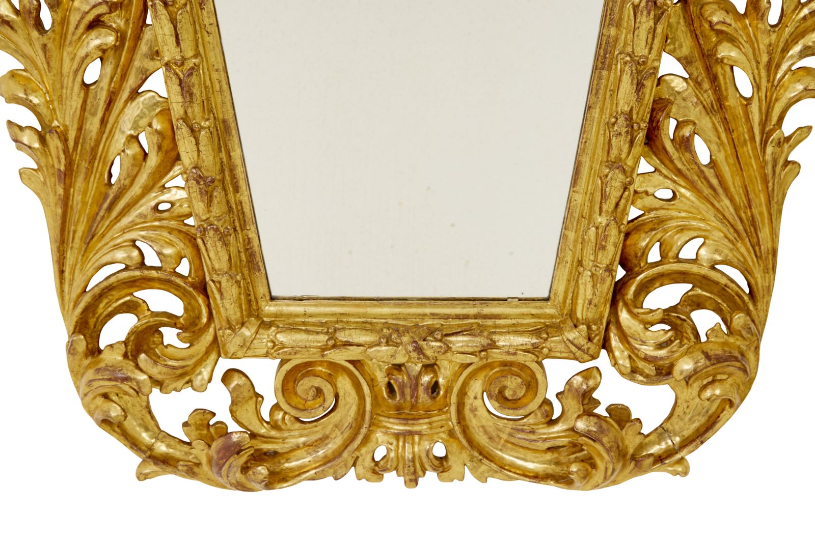 18th Century Carved Italian Rococo Giltwood Mirror photo vintage