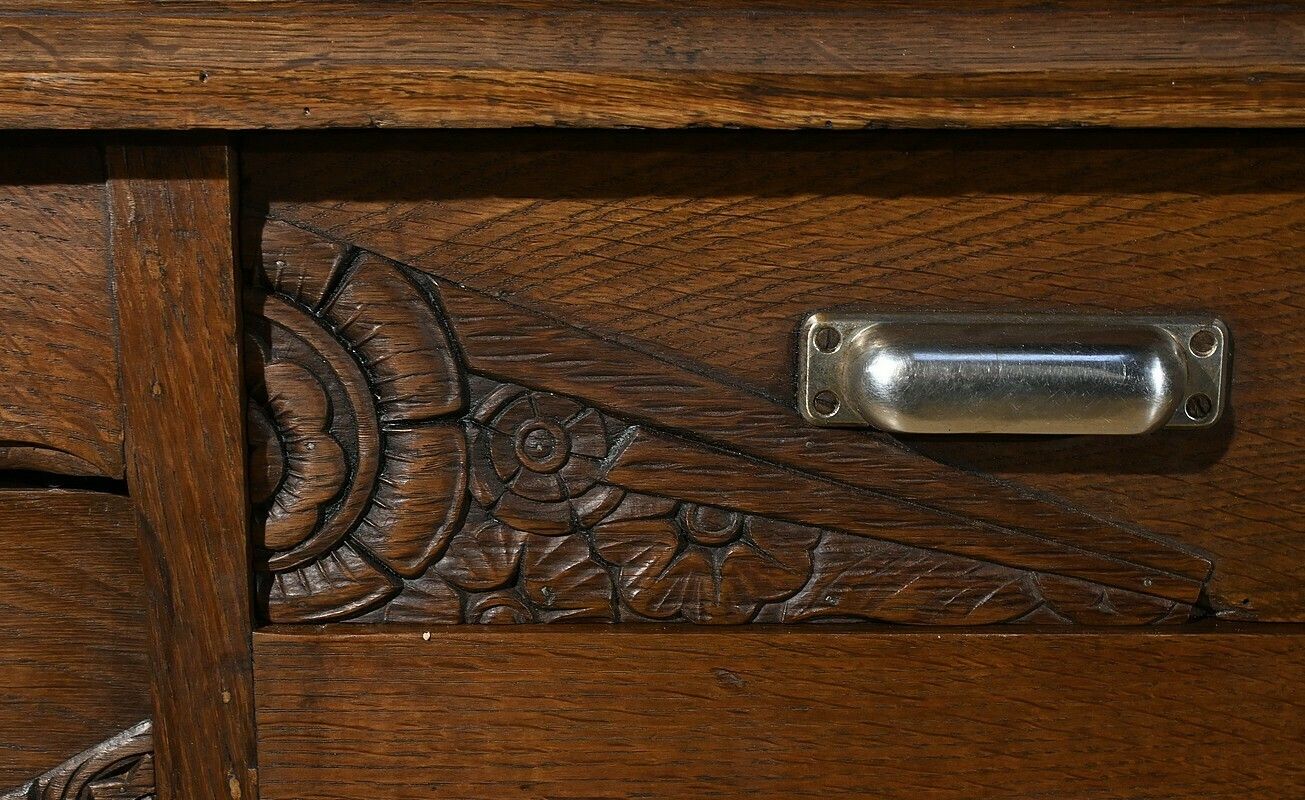 Oak Pedestal Desk, Art Deco – 1940 photo vintage