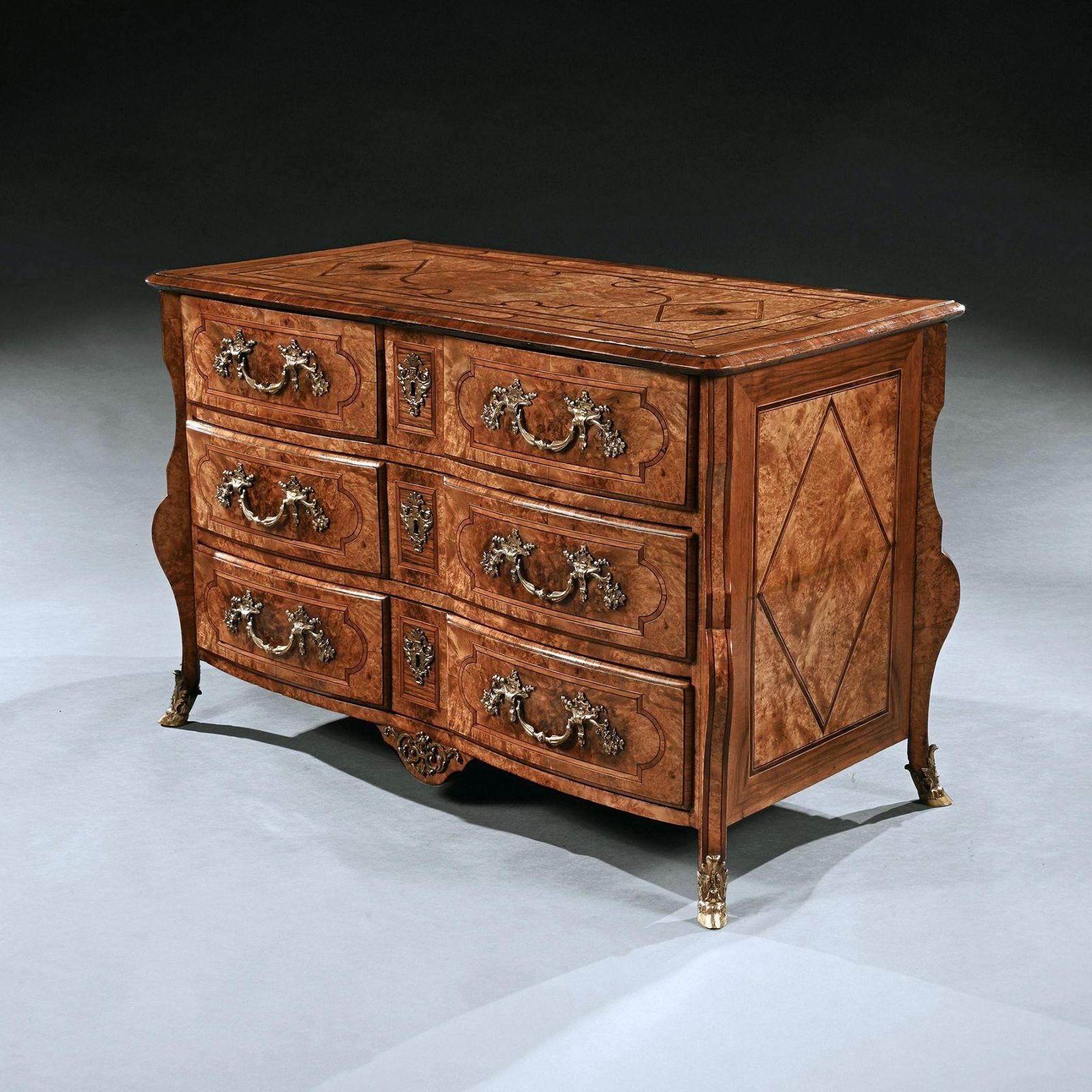 photo furniture Early 18th Century Regence Burr Maple Commode Attributed To Thomas Hache Of Grenoble