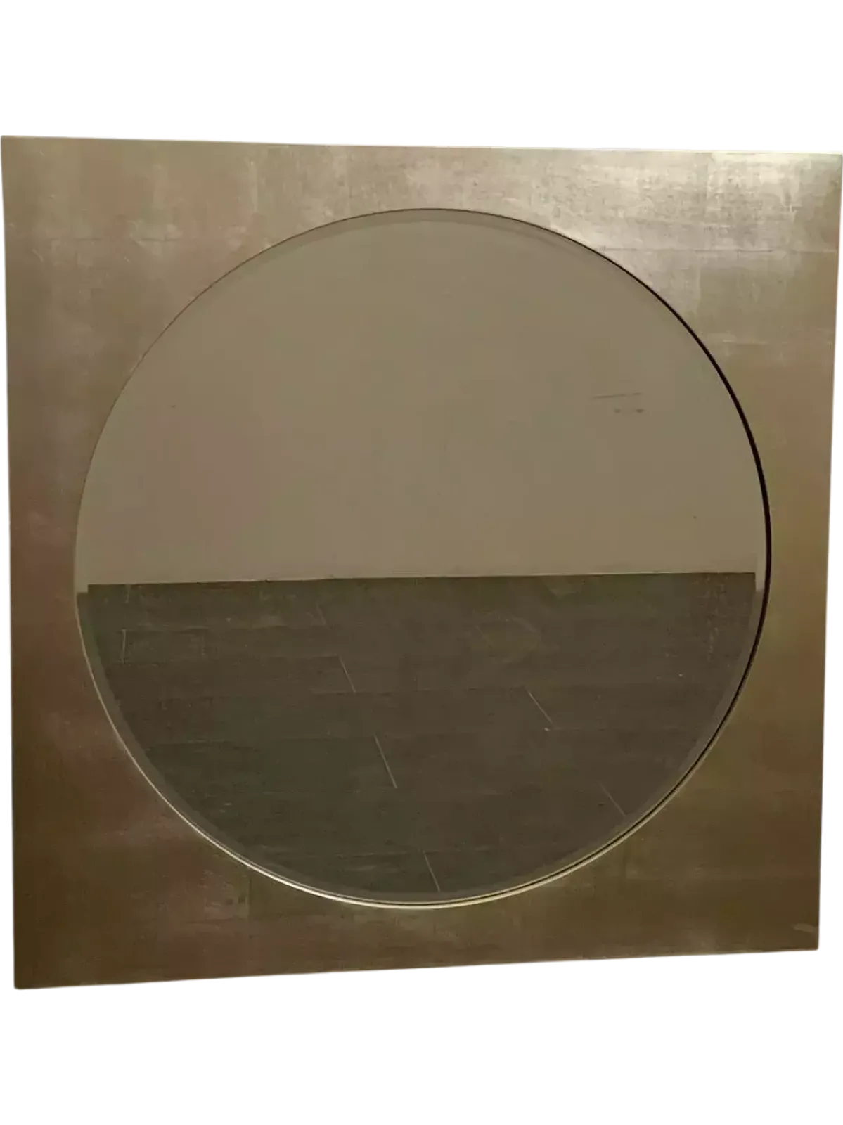 Large Space Age Mirror In Silver Leaf Finished Wood, 70s