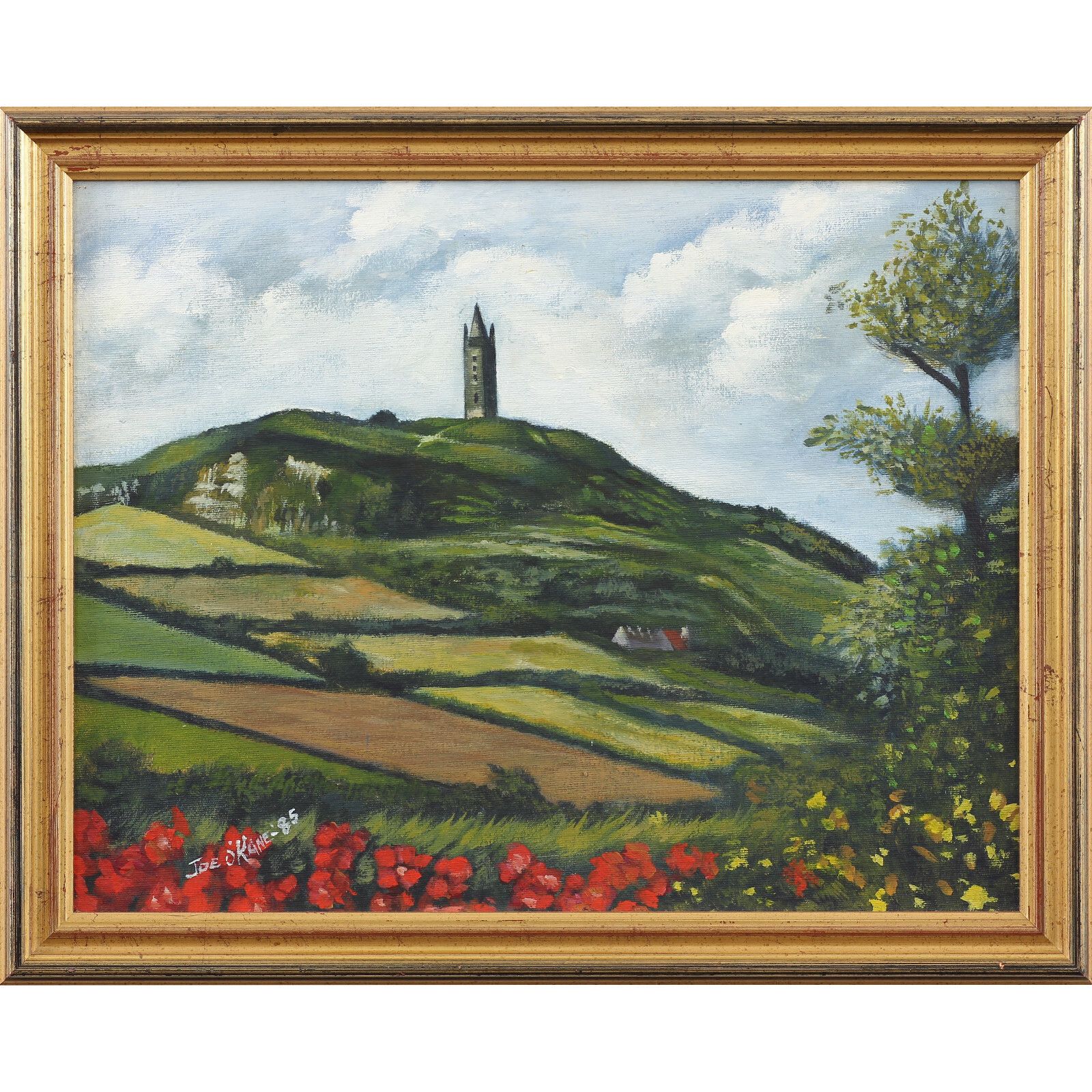 Oil On Canvas Board By Joe O'kane.  Subject Is Scrabo Hill.