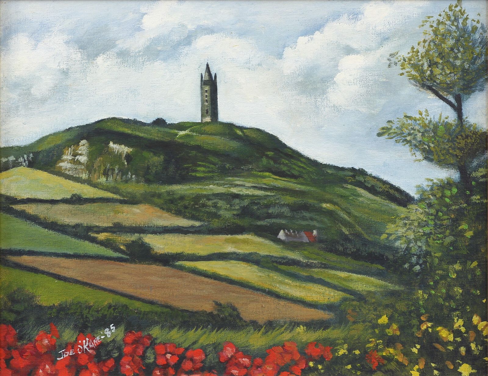 Oil On Canvas Board By Joe O'kane.  Subject Is Scrabo Hill. photo furniture