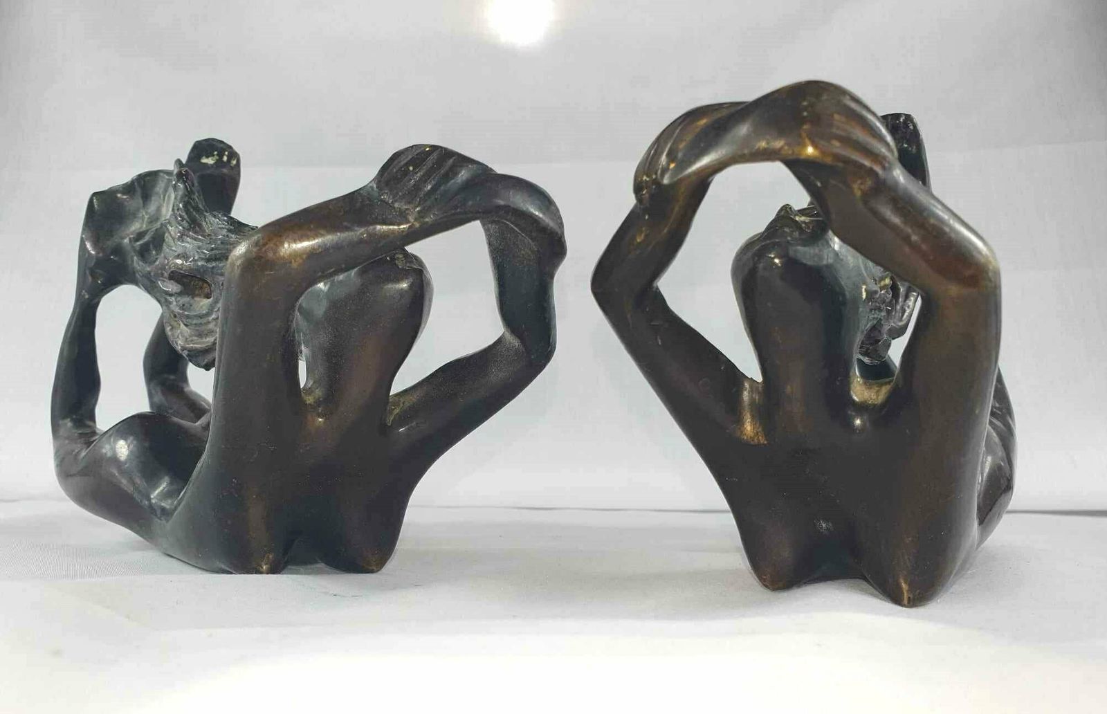 Art Deco Pair Of Bronze Nude Ladies photo Art