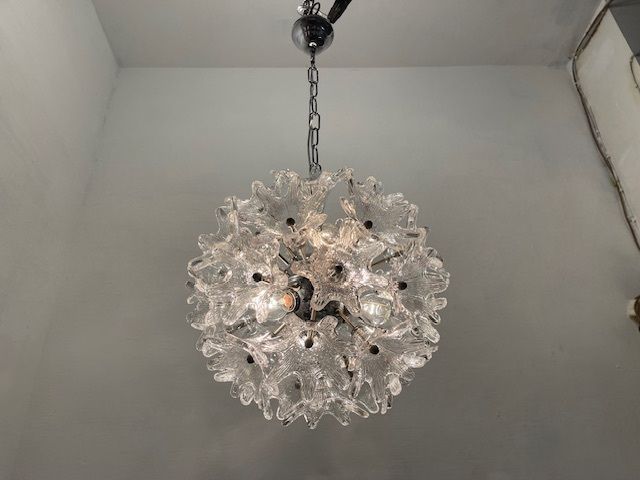 Esprit Murano Glass Flower Chandelier By Venini 1960’s photo Lighting