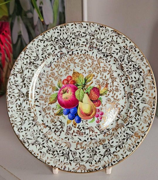 Set Of 4 1950's Imperial Bone China Tea Plates With 22 Kt Gold Decoration photo vinterior
