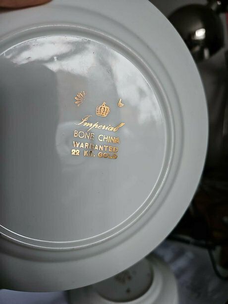 Set Of 4 1950's Imperial Bone China Tea Plates With 22 Kt Gold Decoration photo buy