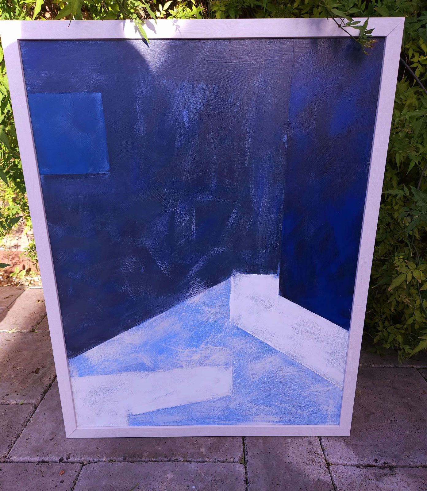 Very Large, Framed, Abstract Painting In Oil Pastels On Board photo vinterior