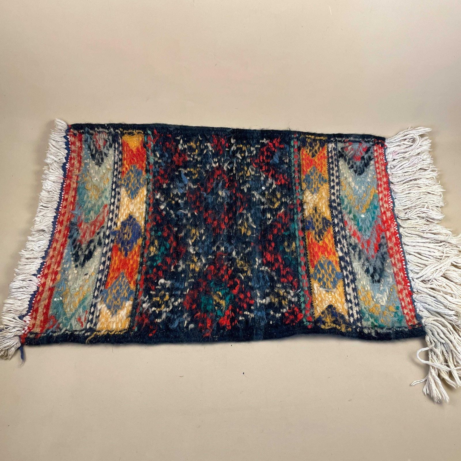 photo for sale Antique Woven Rug Carpet Mat Rectangle Wool Vintage Pattern Woven Floor Mat Handmade Textile Patterned Pattern Small Furniture