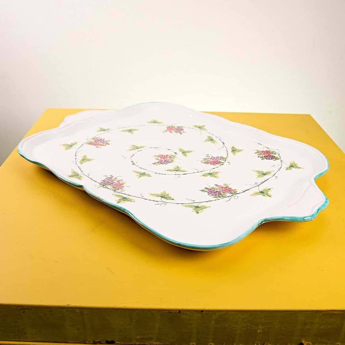 Vintage Tray In Hand Painted Glazed Terracotta, Vietri Armenante