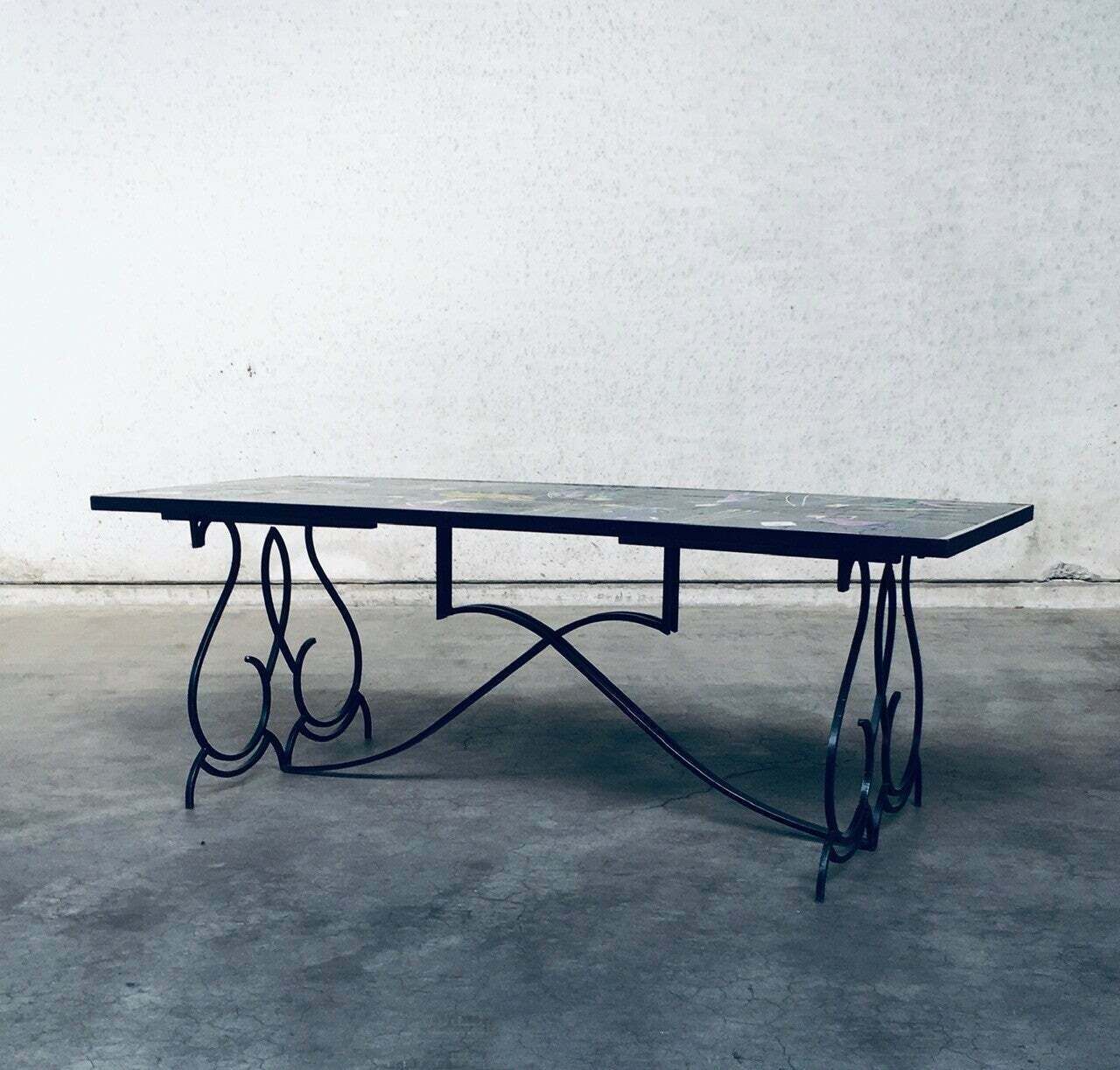 Zeldzame Mid Century Keramische Eettafel Van Snyers, België, Ca. Jaren 1950 photo buy