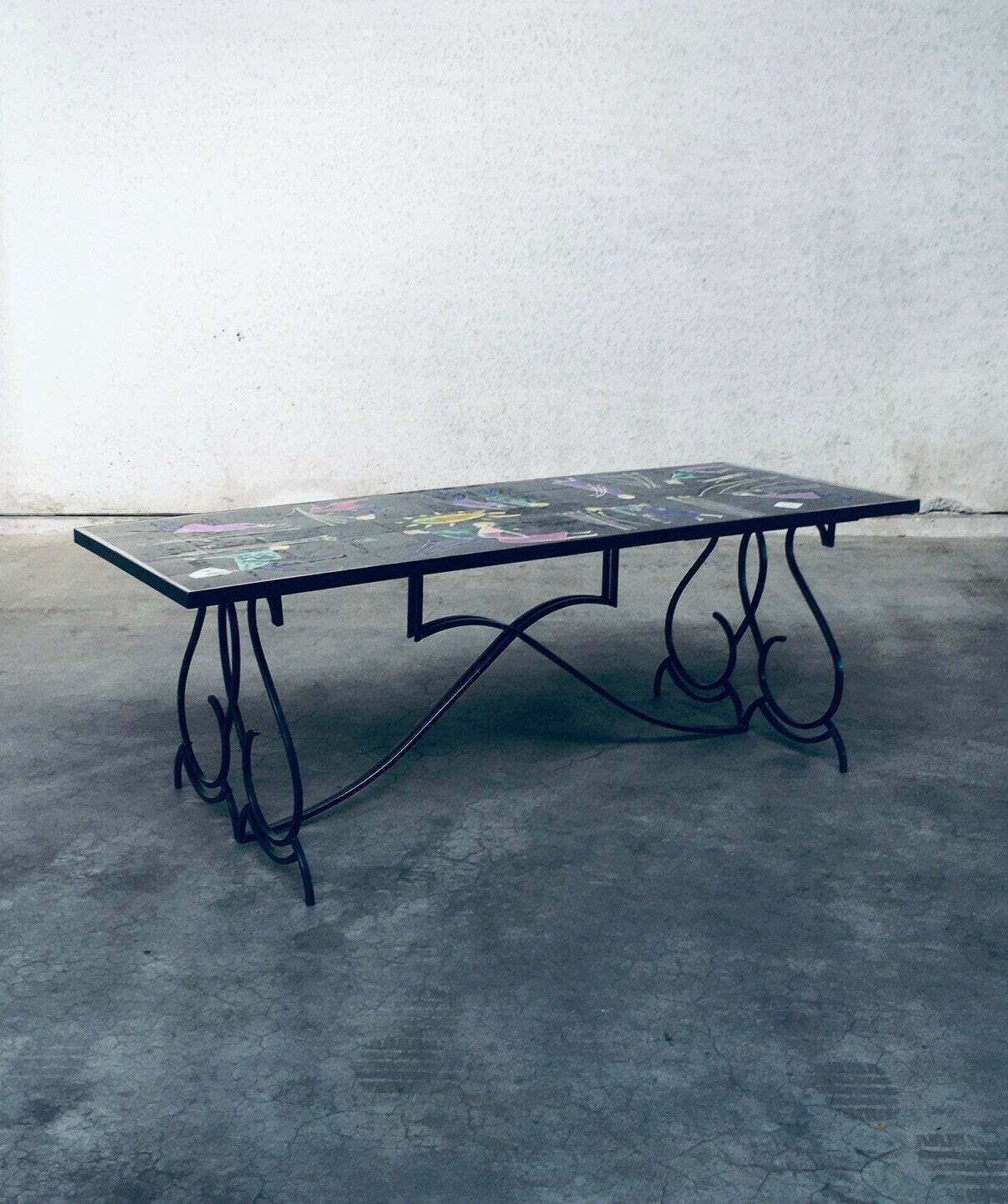 photo vinterior Rare Midcentury Artist Ceramic Dining Table By Snyers, Belgium 1950's