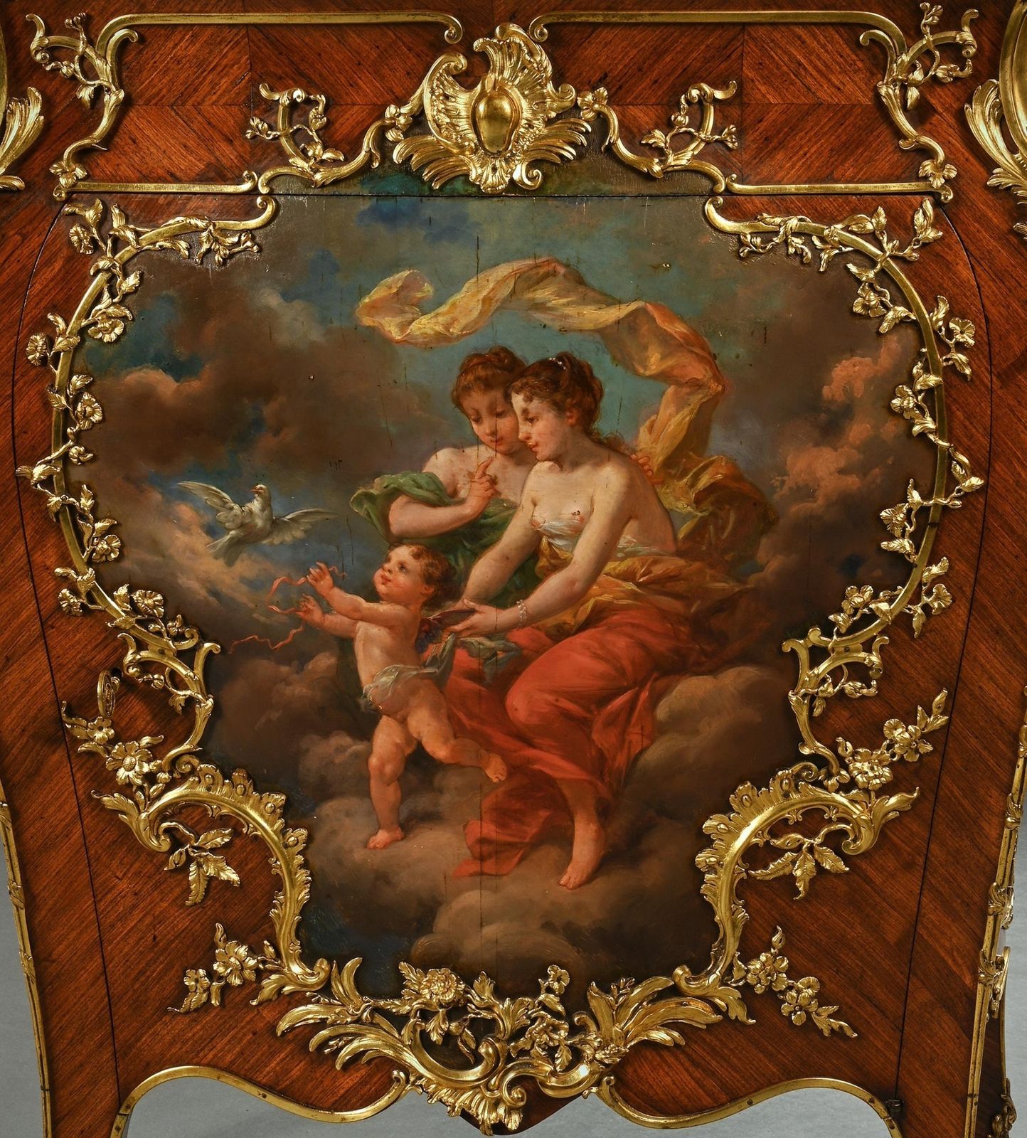 Pair Of Gilt Bronze Mounted 19th Century French Kingwood And Vernis Martin Petit Commodes photo 22500.0