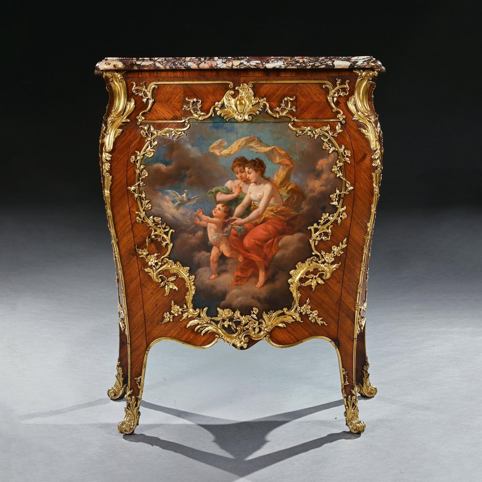 Pair Of Gilt Bronze Mounted 19th Century French Kingwood And Vernis Martin Petit Commodes photo buy