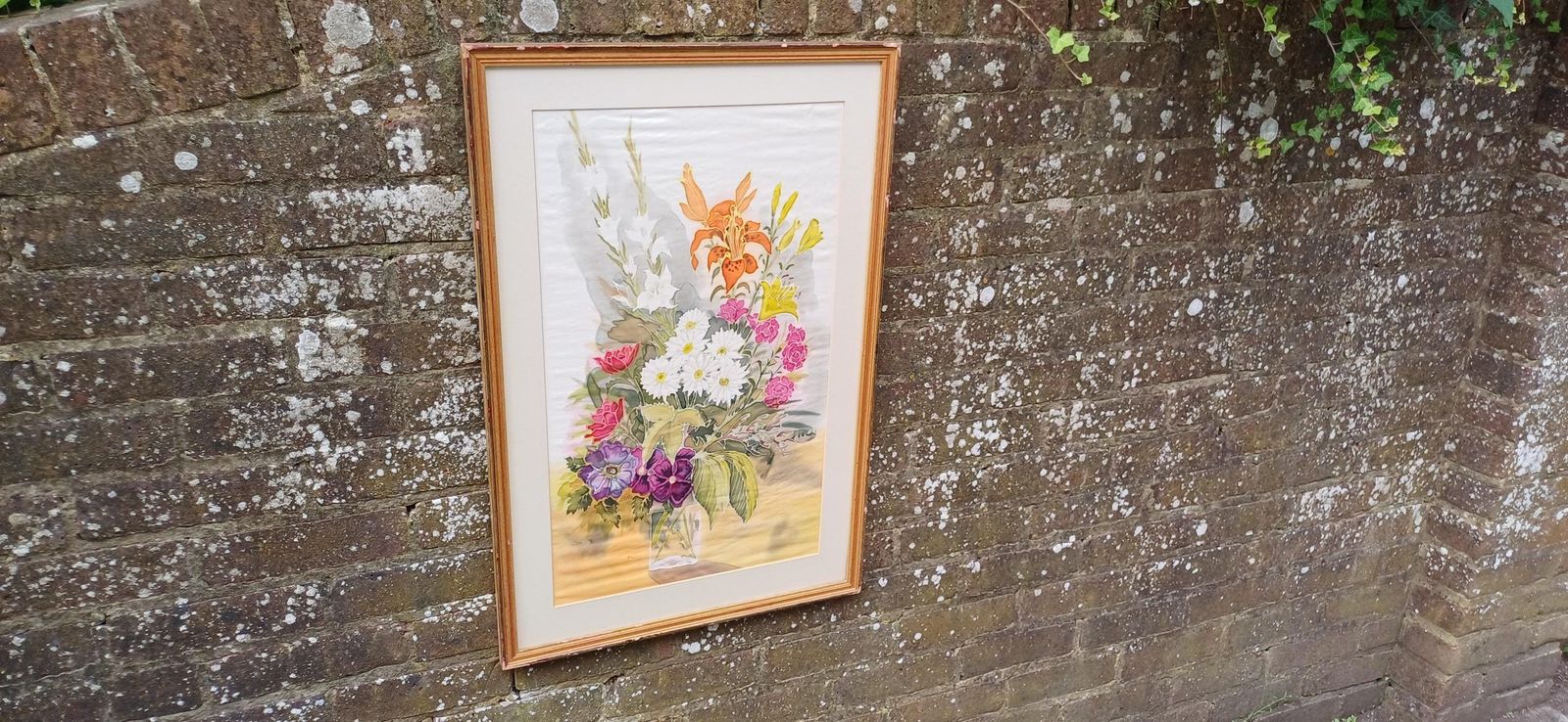 Stunning Silk Painting   Framed Still Life On Silk   Vintage Art   76cm X 50cm photo furniture
