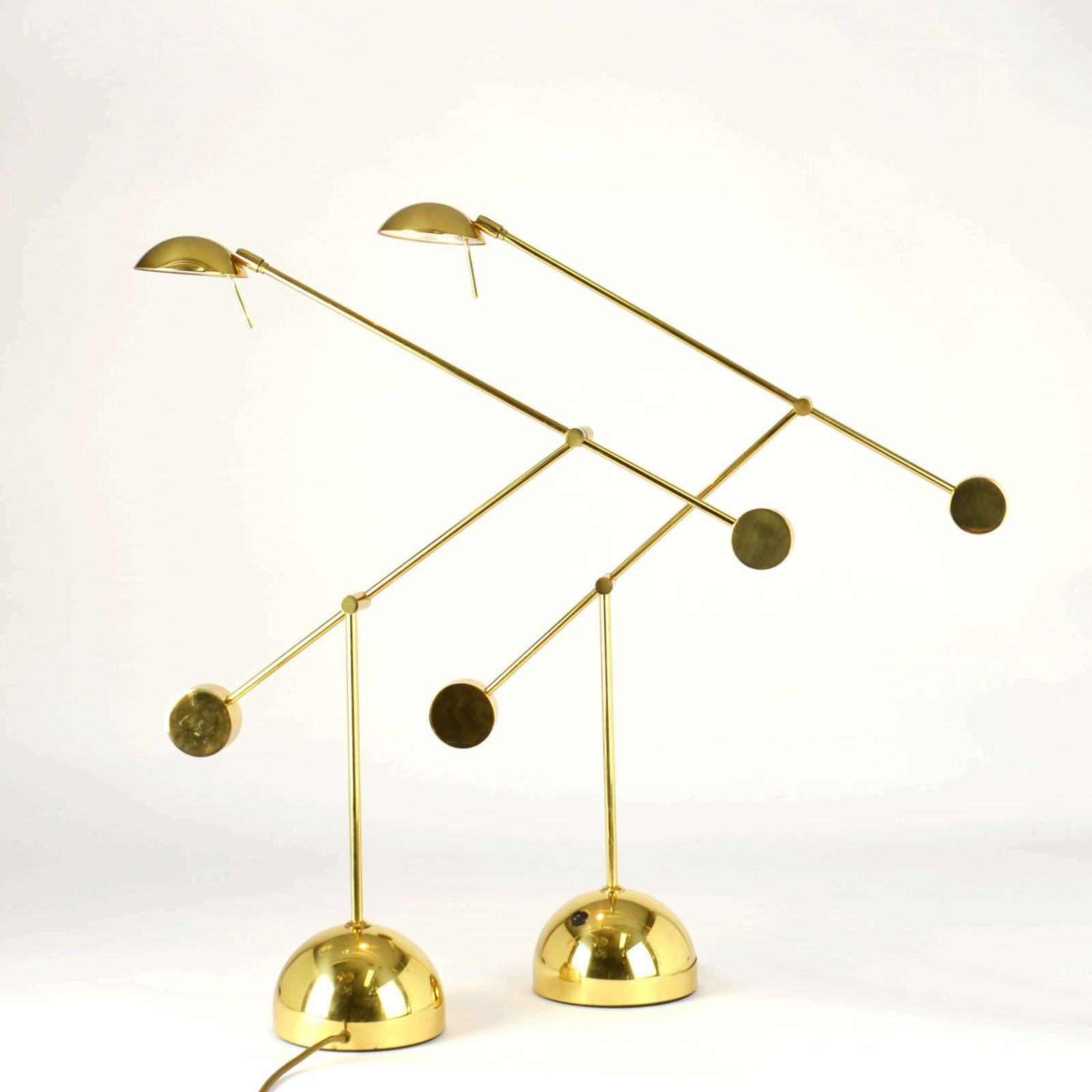 Pair Of Counter Balance Table Lamps Minimalist In Brass 1970s photo for sale