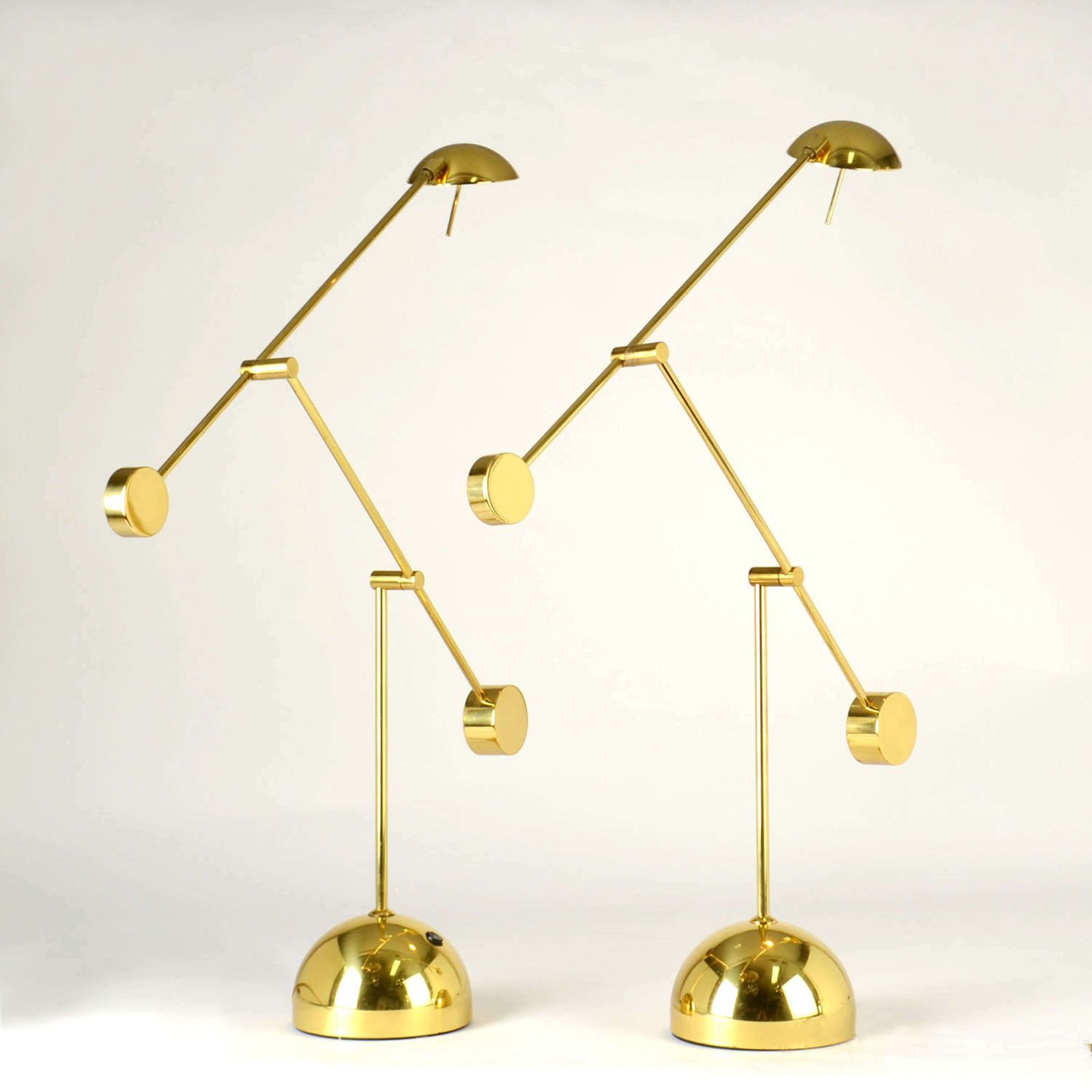 Pair Of Counter Balance Table Lamps Minimalist In Brass 1970s photo Lighting