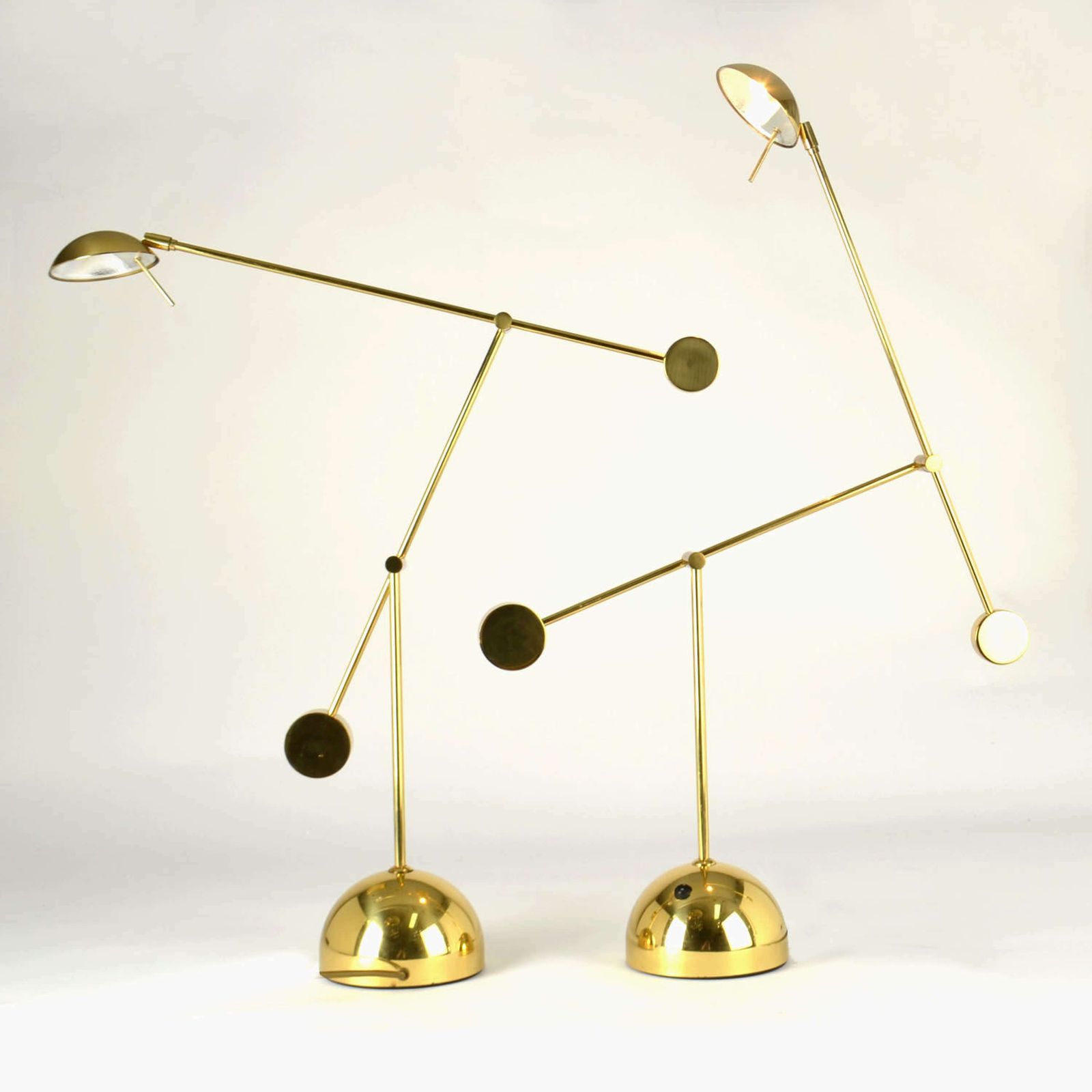Pair Of Counter Balance Table Lamps Minimalist In Brass 1970s photo vinterior