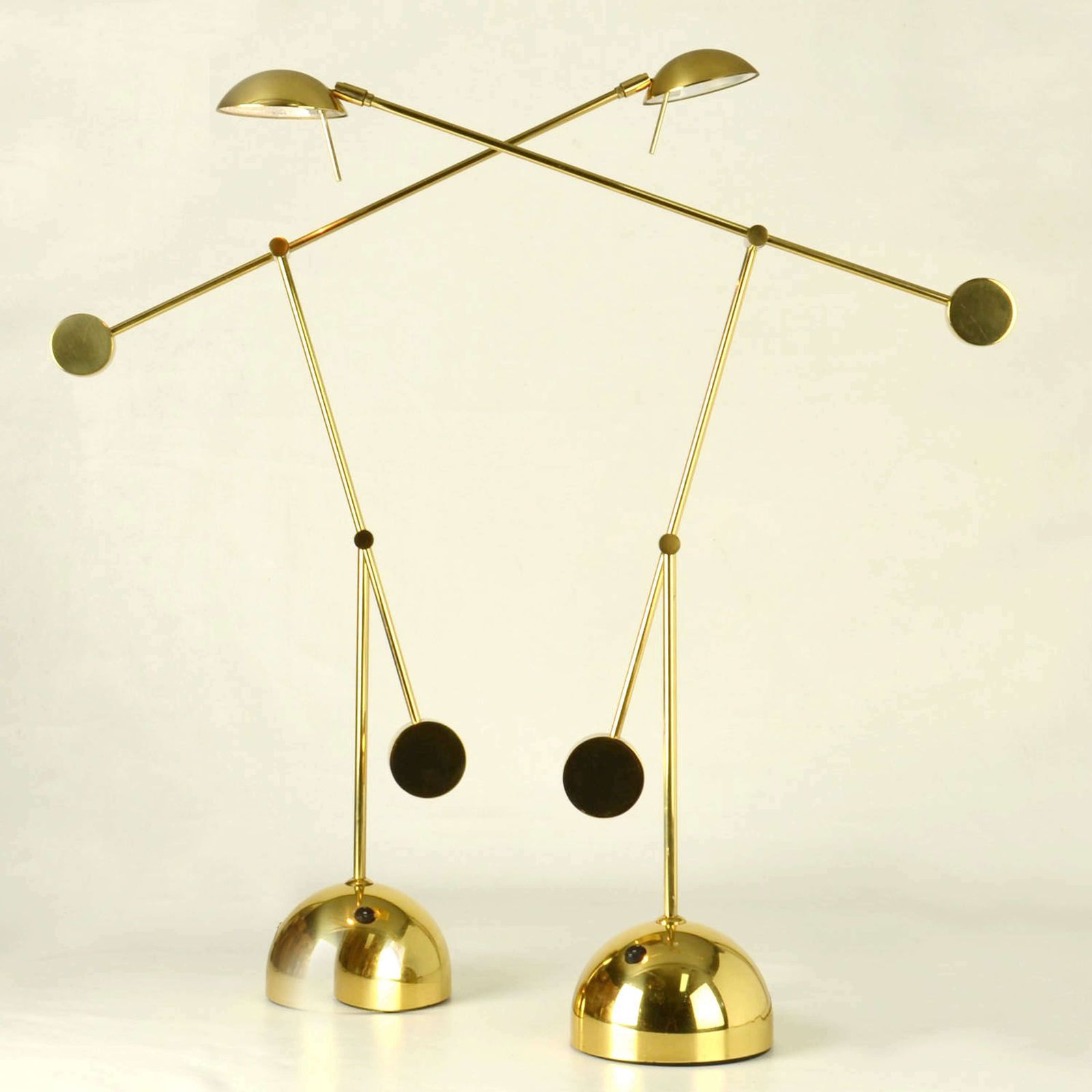 photo furniture Pair Of Counter Balance Table Lamps Minimalist In Brass 1970s