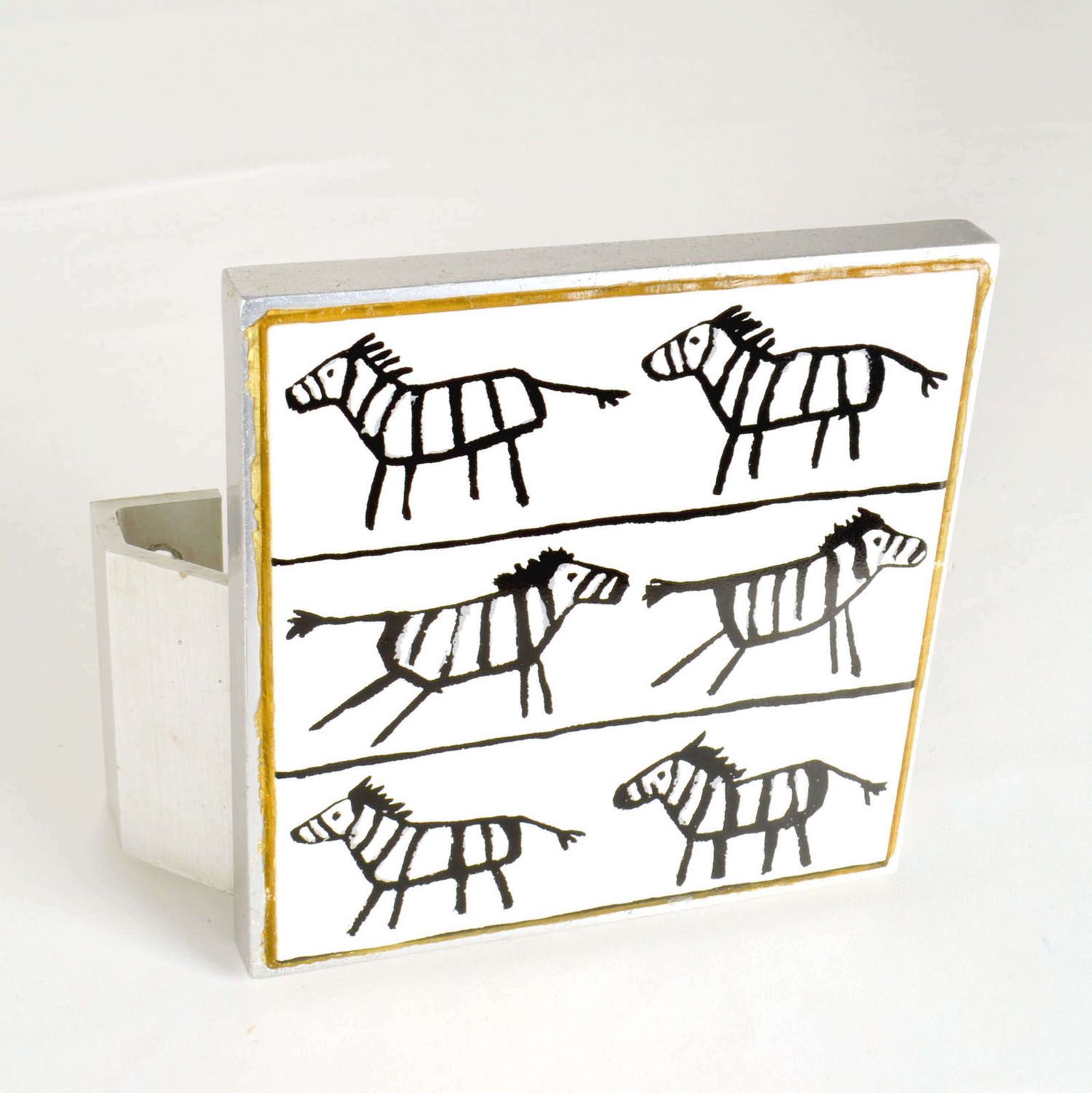 Door Handle Square Ceramic Zebra's In Aluminium photo Home Fixtures