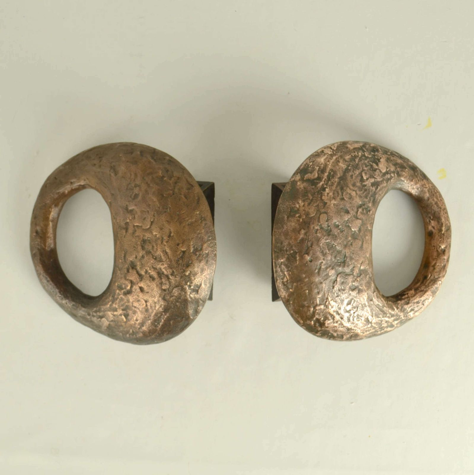 Pair Of Round Bronze Relief Door Handles With Oval Grip photo furniture
