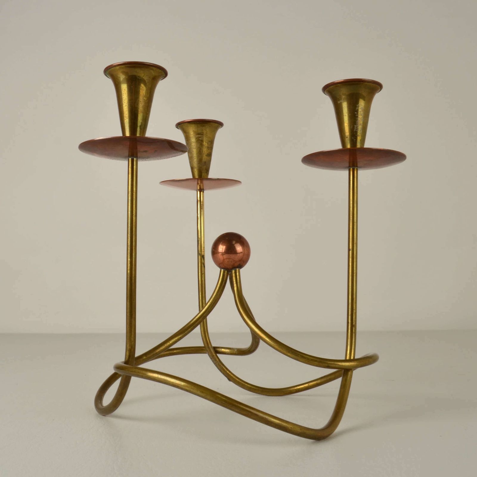 Gunnar Ander Three Arm Candelabra In Copper And Brass photo Home Decor