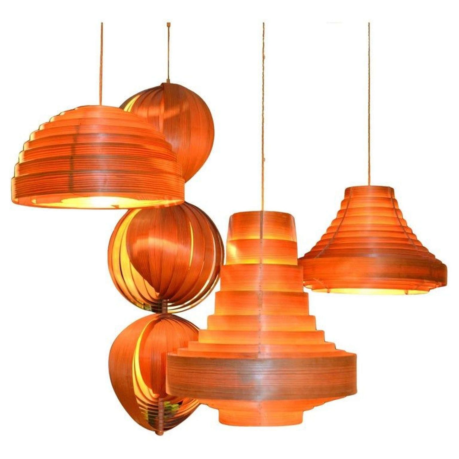Groupe Of Large Hans Agne Jacobsson Plywood Lamps