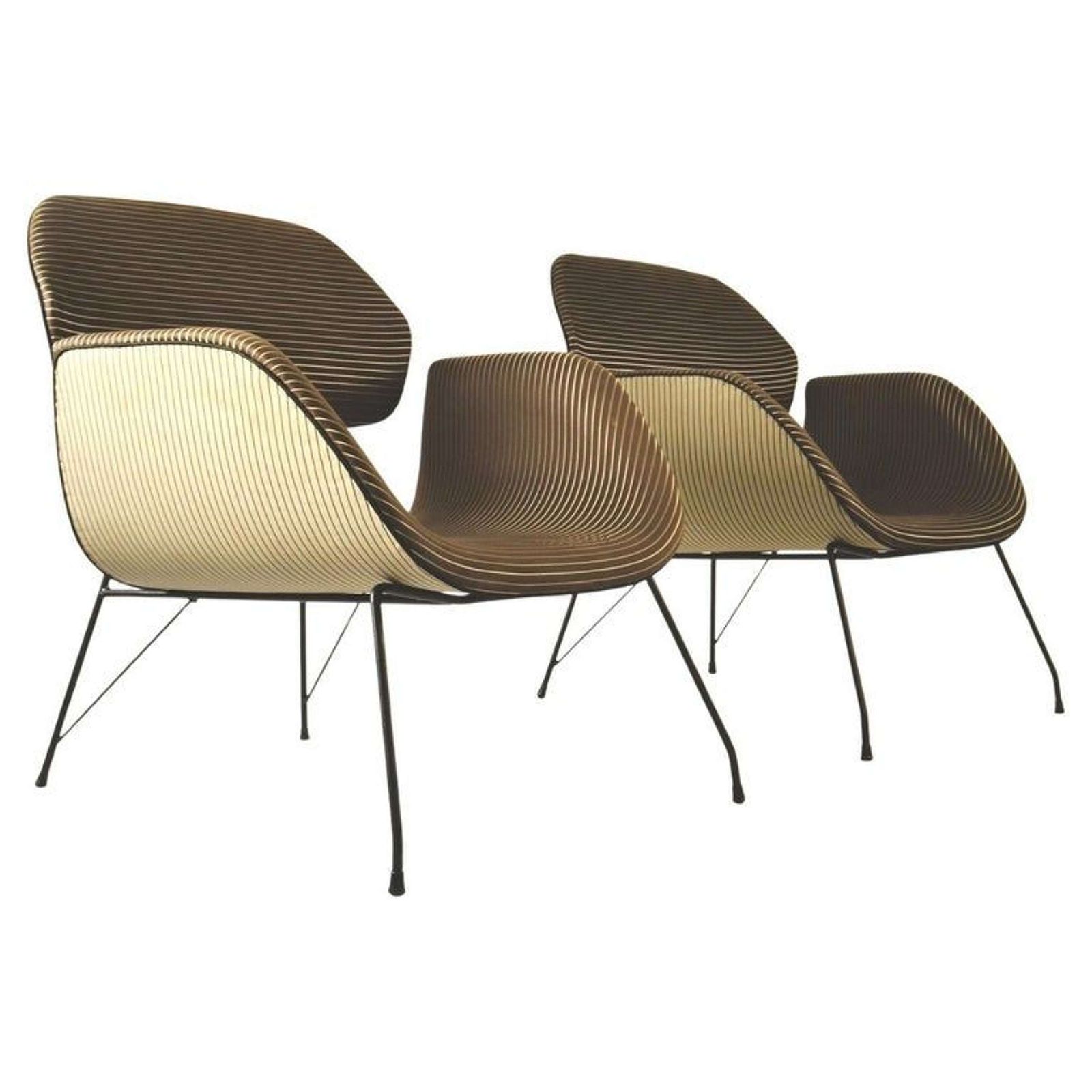 Pair Of Modernist Lounge Chairs On Metal Legs, Carlo Hauner & Eisler