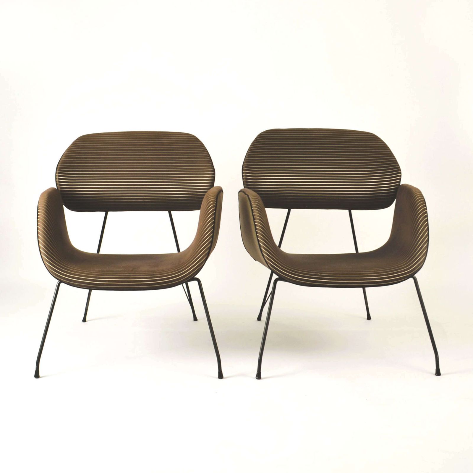 Pair Of Modernist Lounge Chairs On Metal Legs, Carlo Hauner & Eisler photo furniture