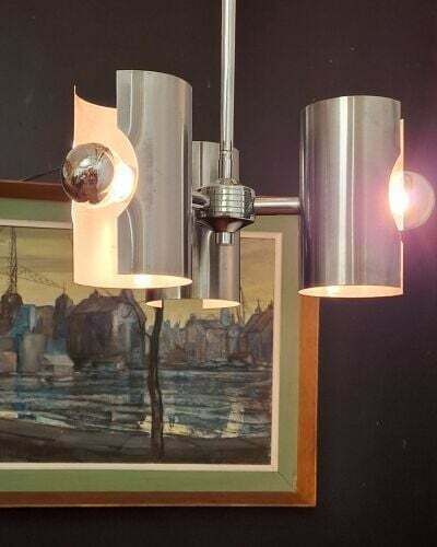 1970s Stainless Pendant Light, Vintage