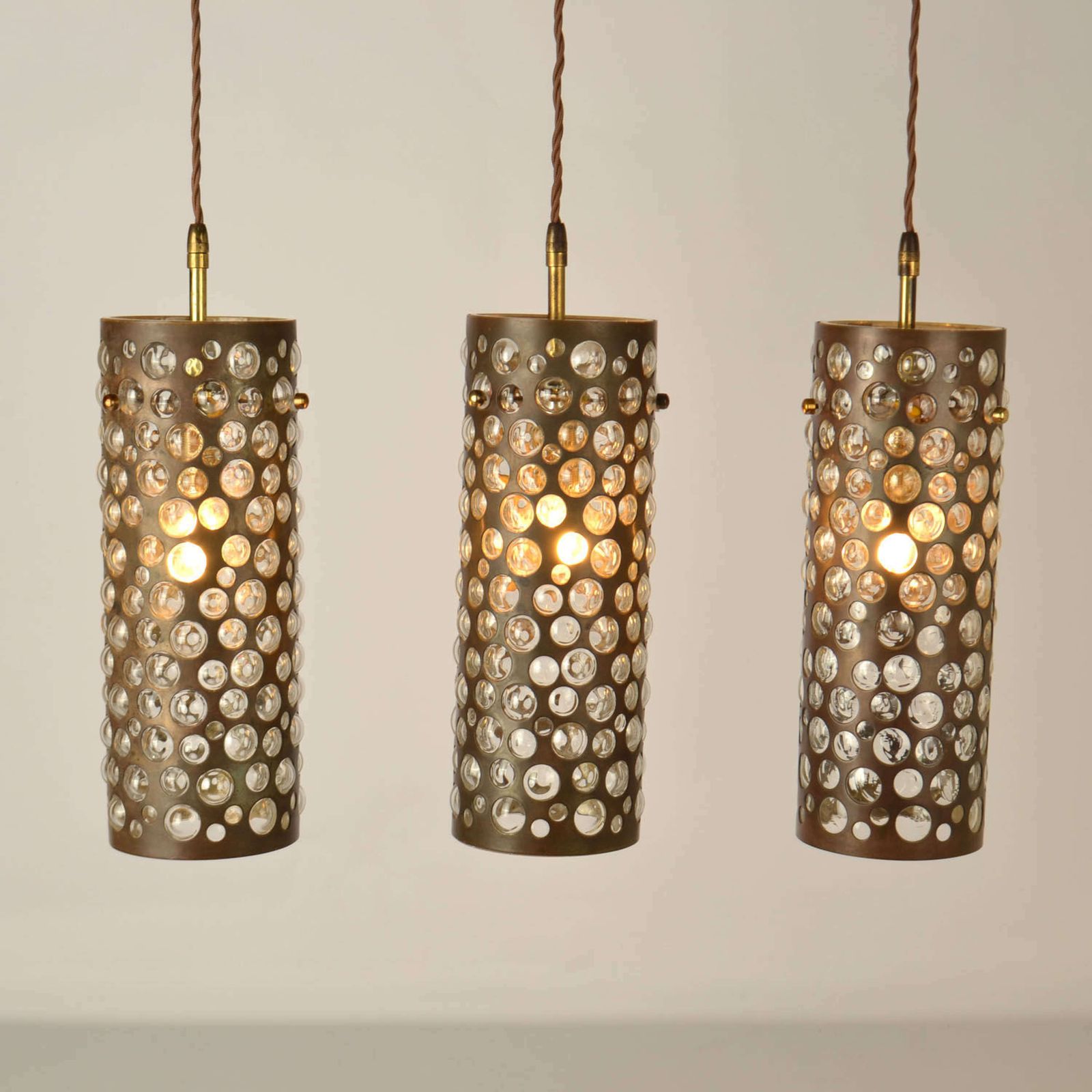 Pendant Lamps By Rupert Nikoll, Vienna, 1950's In Brass & Blown Glass photo furniture