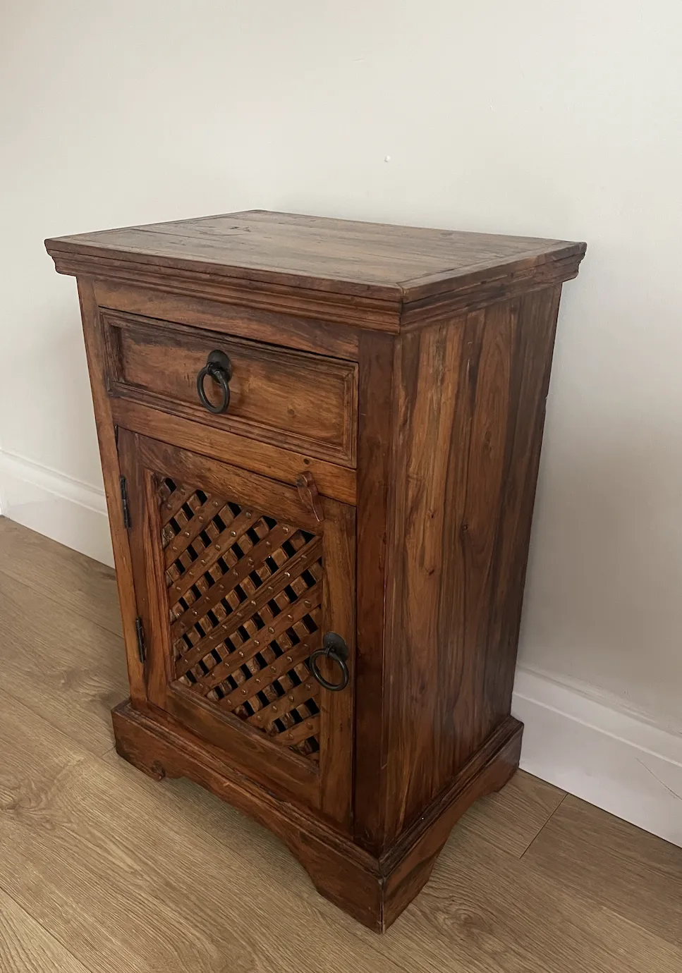 Antique Church Style Wooden Metal Detail Bedside Cabinet photo 170.0