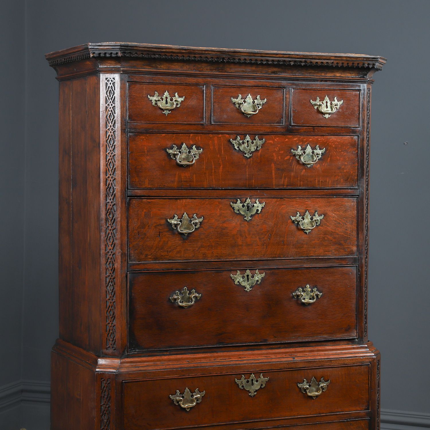 Irish Georgian Chippendale Oak Chest On Chest Of Drawers Tallboy Highboy Secretaire Writing Desk (Circa 1780) photo for sale