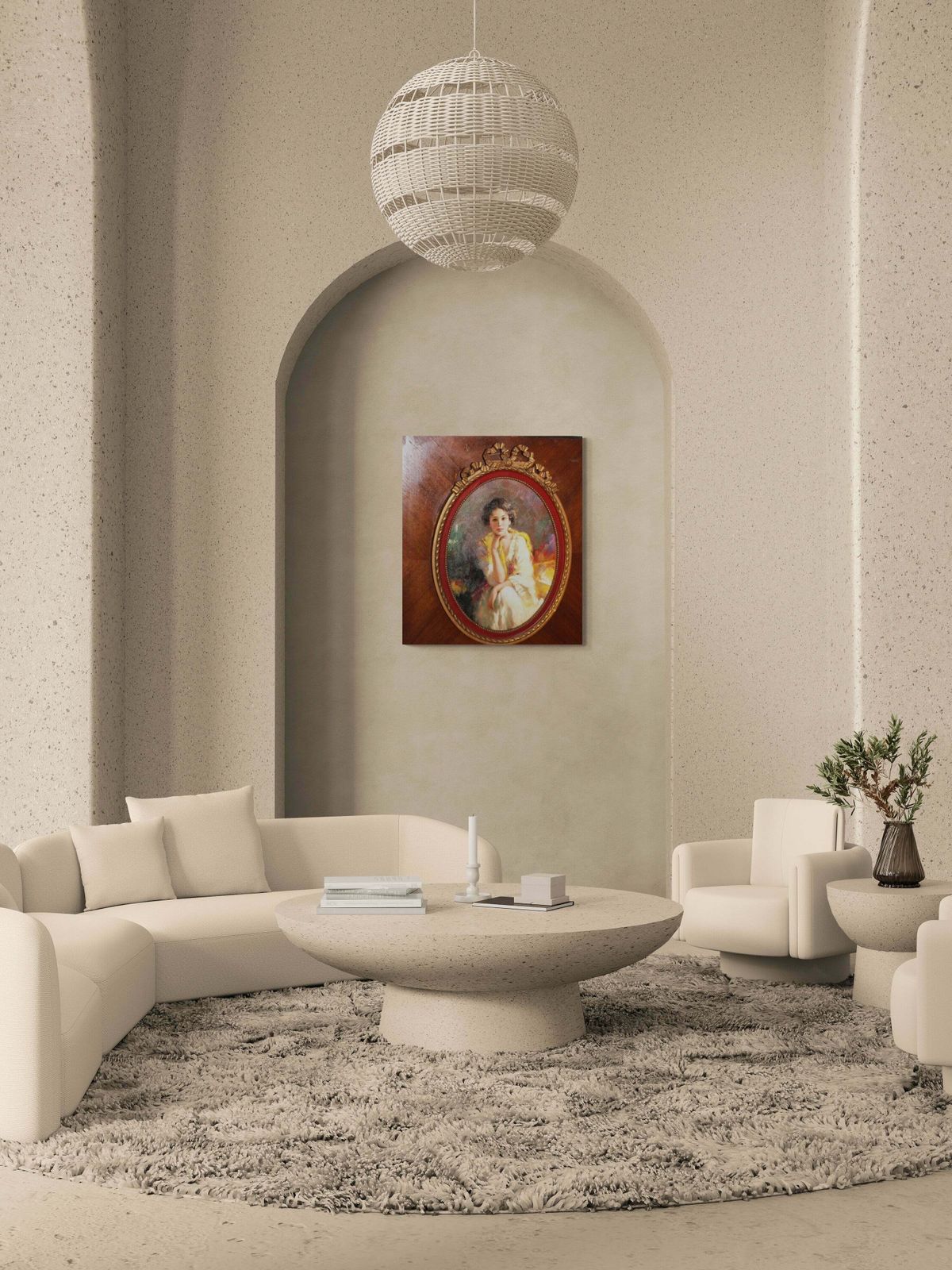 Italian Portrait Oil On Board Of A Italian Beautiy photo Art