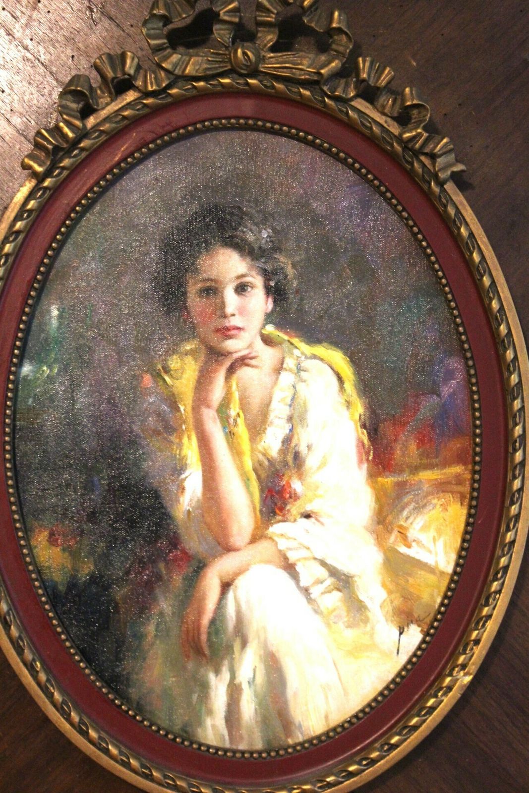 photo buy Italian Portrait Oil On Board Of A Italian Beautiy