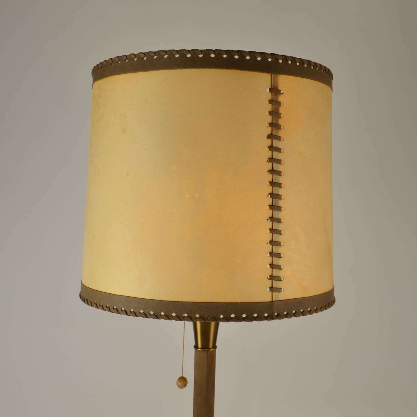 Charlotte Wawer Parchment Leather And Brass Floor Lamp 1960s photo for sale