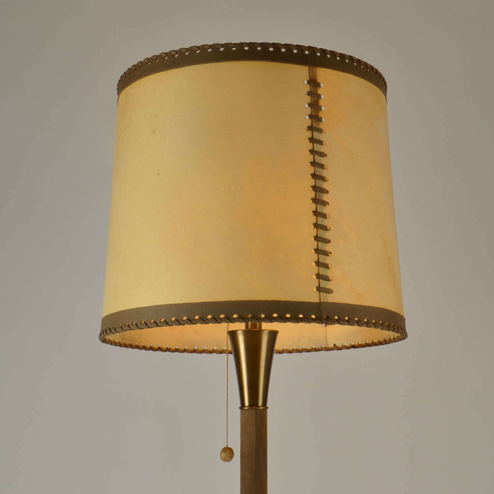 Charlotte Wawer Parchment Leather And Brass Floor Lamp 1960s photo vinterior