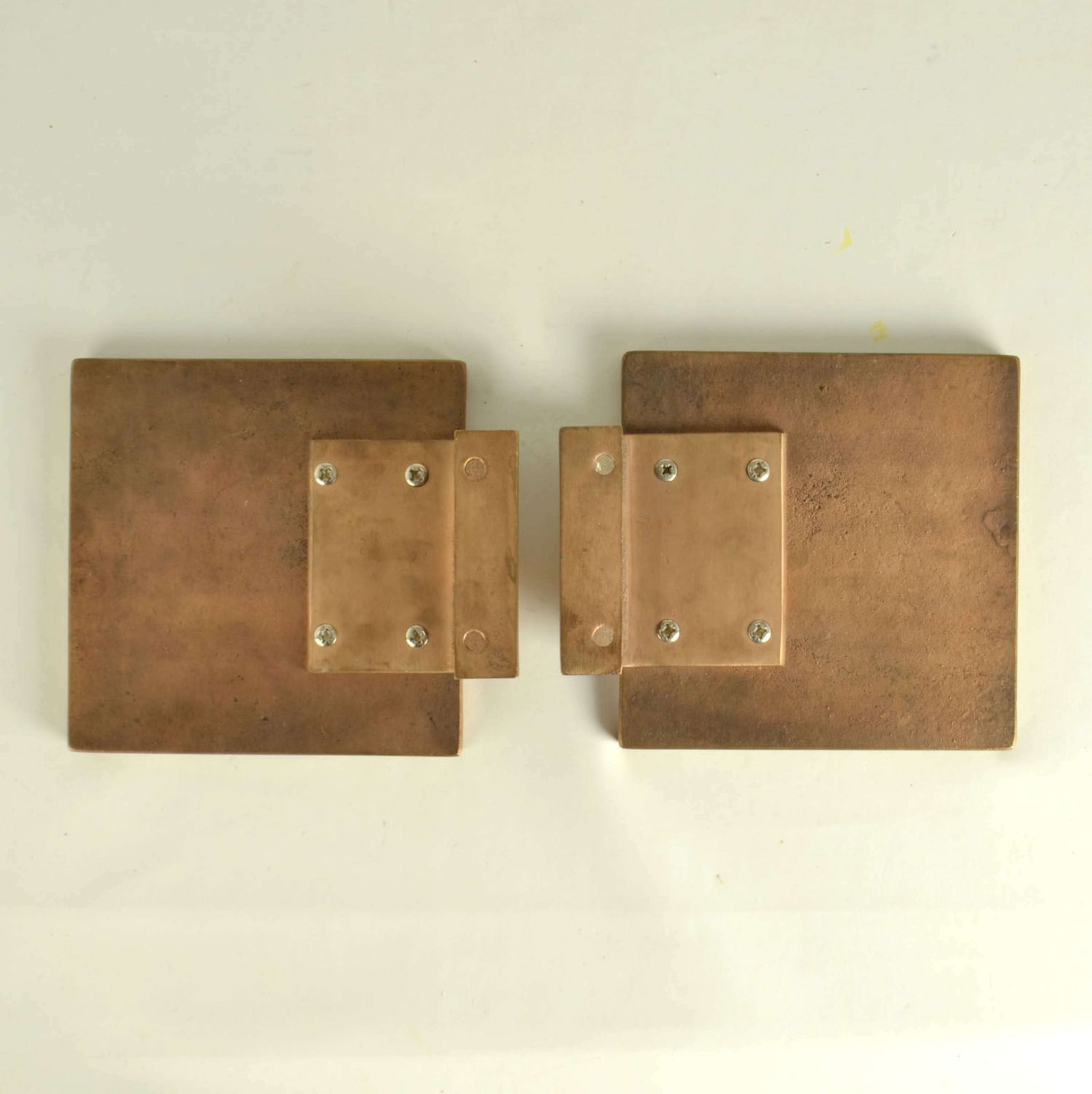 photo furniture Brutalist Bronze Square Push Pull Door Handles With Embossed Relief