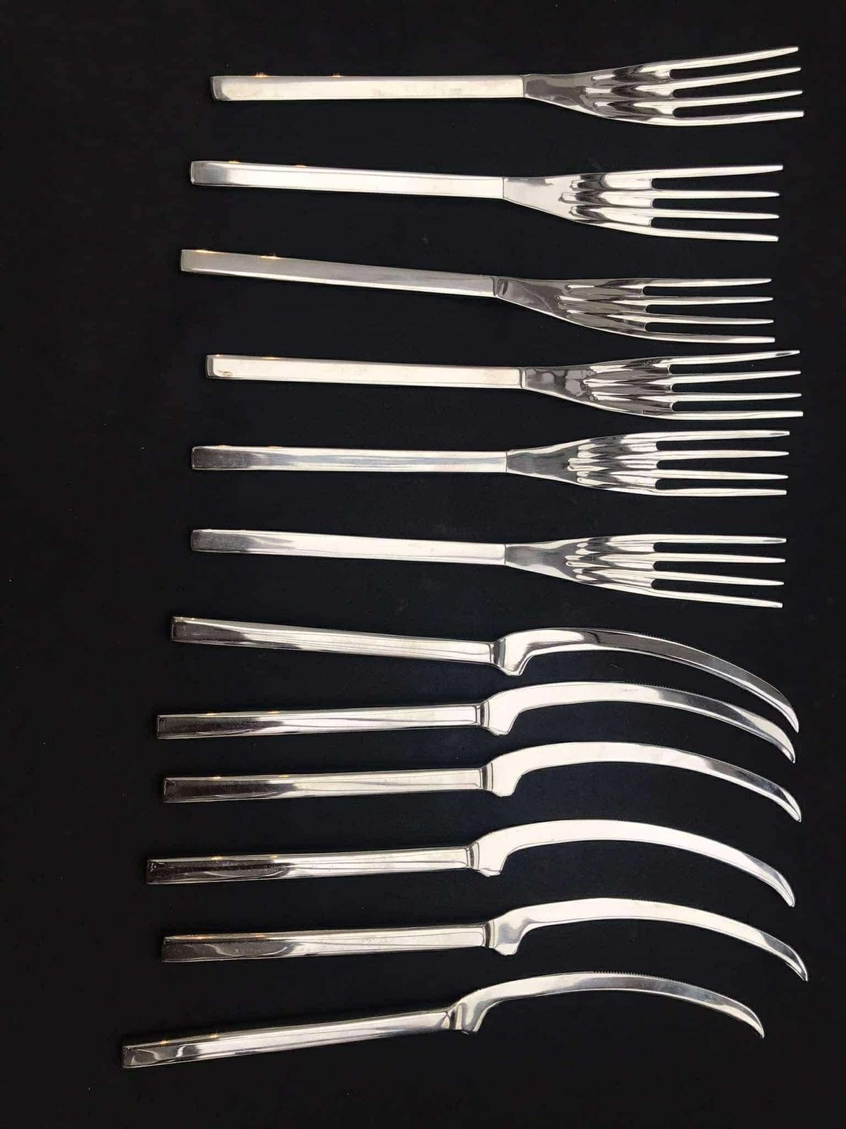 Modernist Set Flatwareitalian Design Space Age 24 Pieces Stainless Steel Modernist Design Casual Lunch Gift Post Modern Vintage 6 Settings photo 255.0