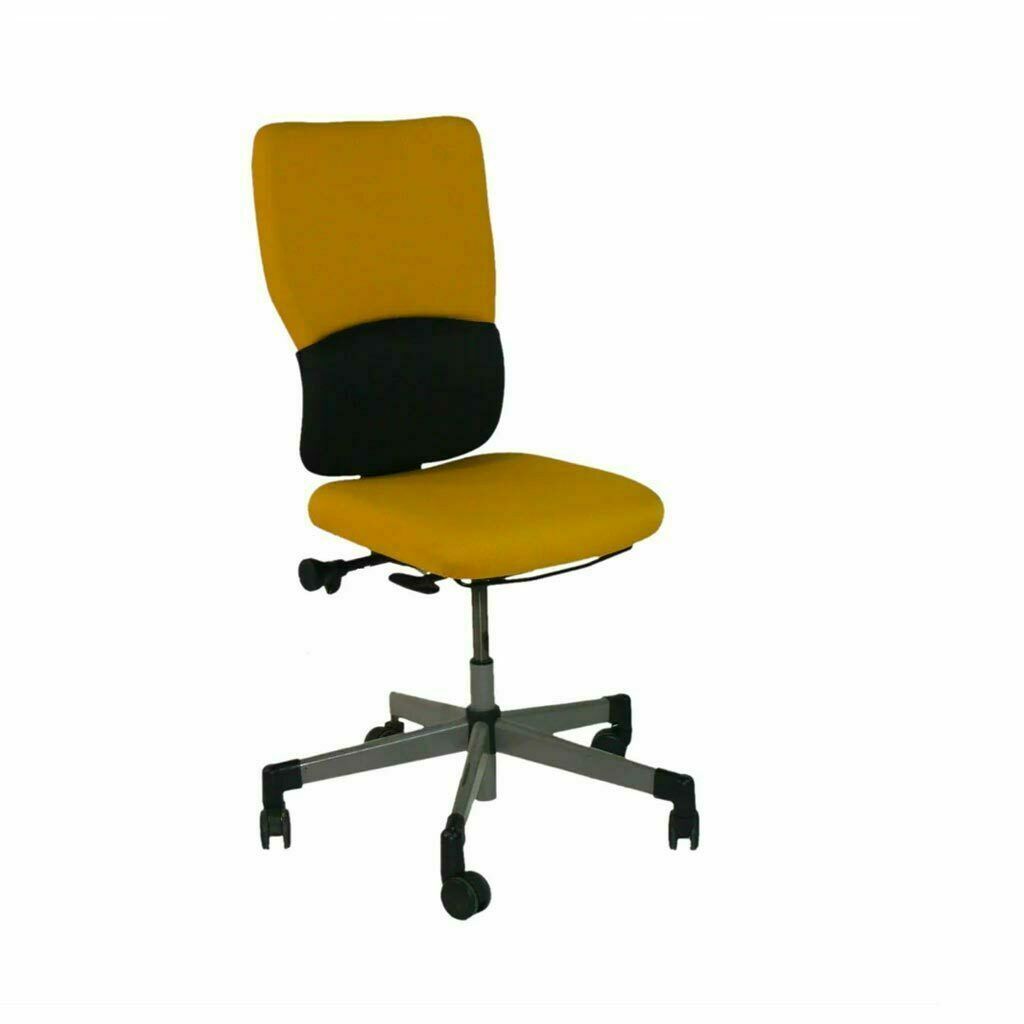 Steelcase: Lets B   Hi Back Task Chair In Yellow Fabric Without Arms   Refurbished photo for sale