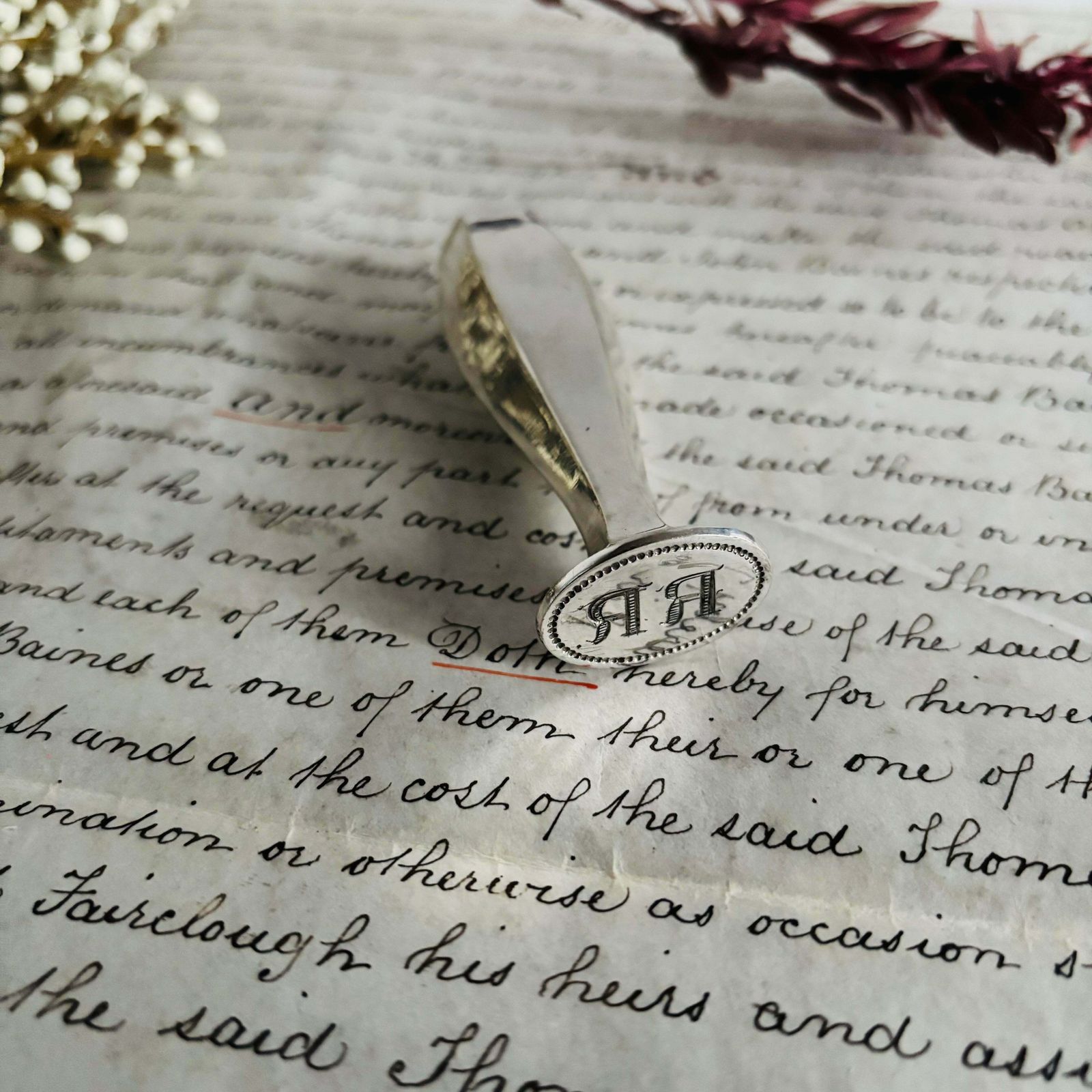 Antique Silver Plate Wax Seal Stamp