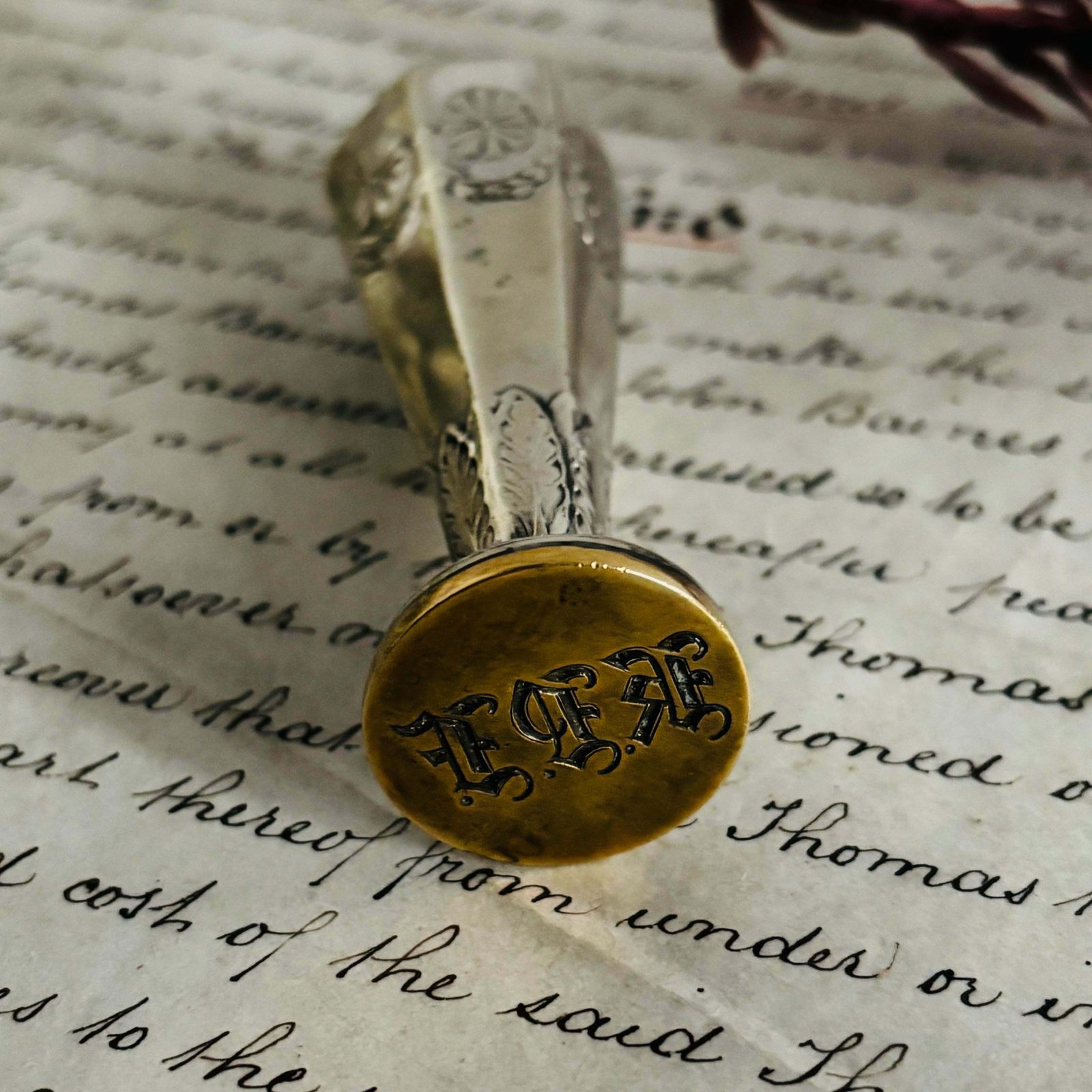 Home Decor Antique Silver Plate Wax Seal Stamp photo
