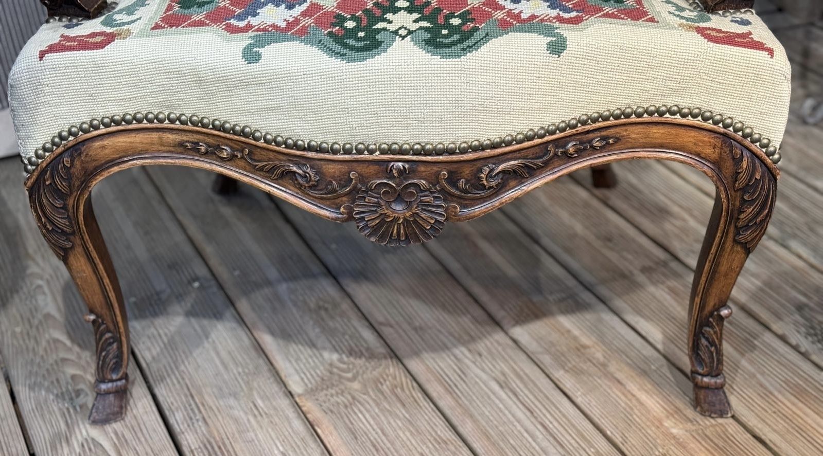Lovely French Walnut Arm Chair photo vinterior