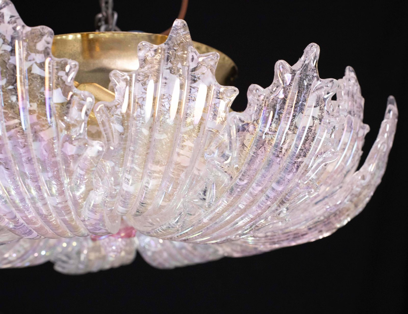 3800.0 Extraordinary Italian Pink Iridescent And Murano Glass Ceiling Flower photo