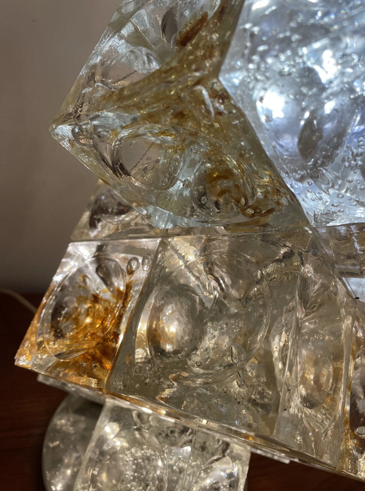 Mid Century Modern Italian Murano Glass Table Lamp By Albano Poli For Poliarte, 1960’s photo vinterior