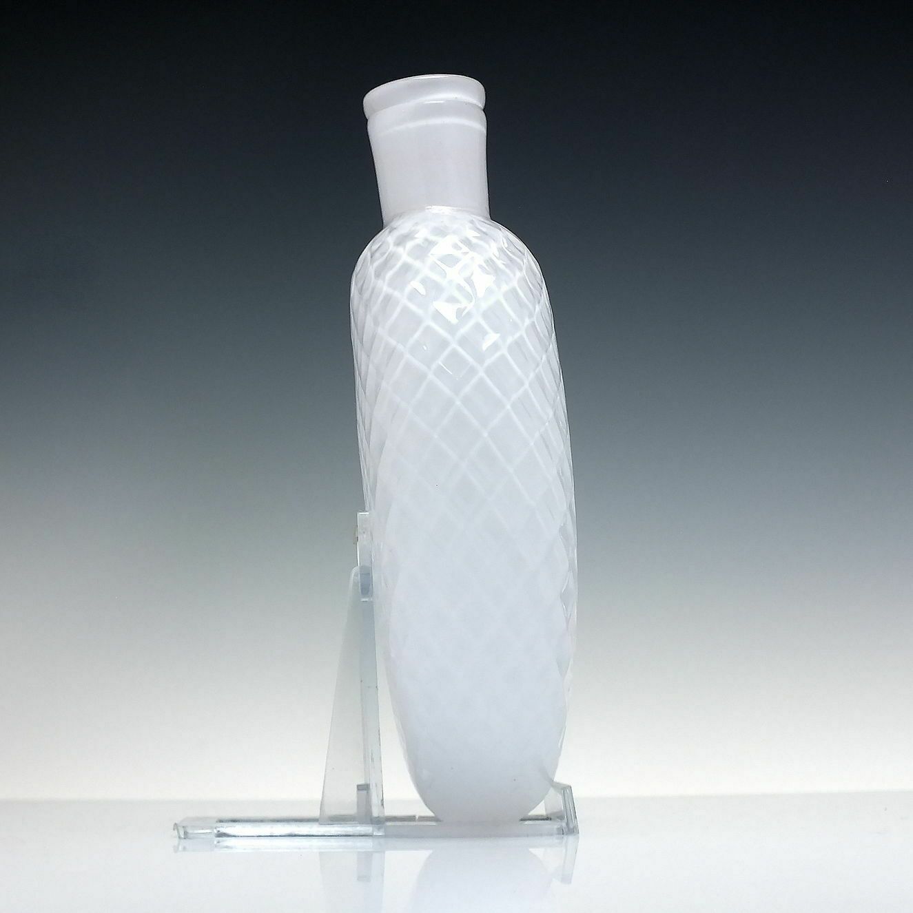 Rare 19th Century White Quilt Moulded Nailsea Glass Flask C1830 photo for sale