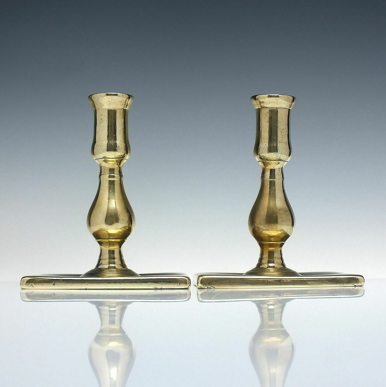 Pair Late 17th Century Brass Baluster Knop Candlesticks C1690
